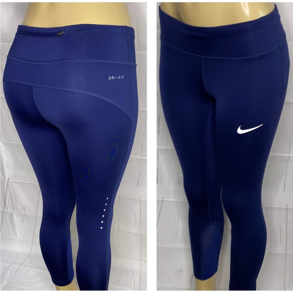 Nike Epic Run Cropped Leggings Womens XS Blue Dri-Fit‎ Athletic Capri 938602-429